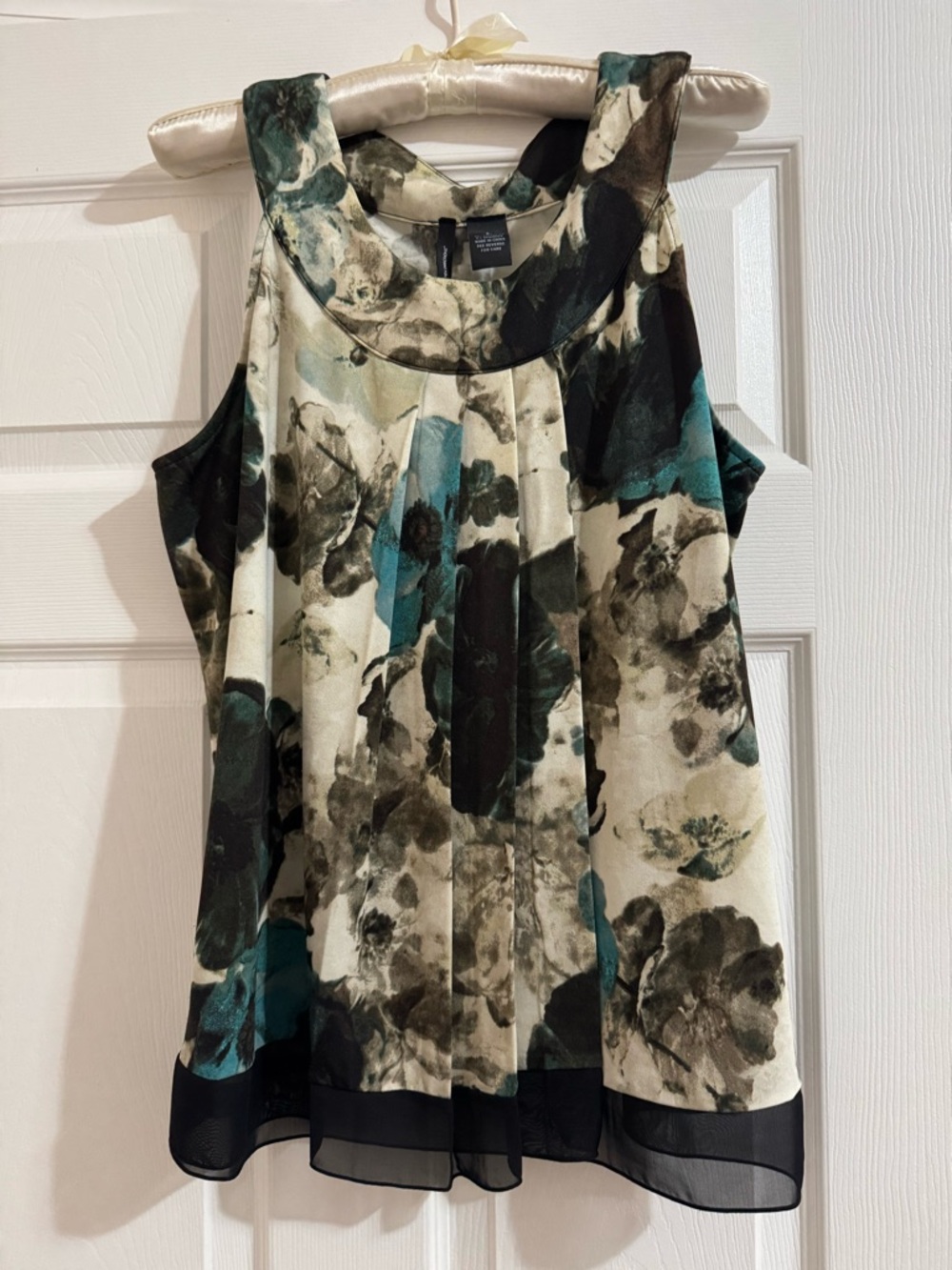 Floral Chiffon Camisole in Teal, Black & Cream
